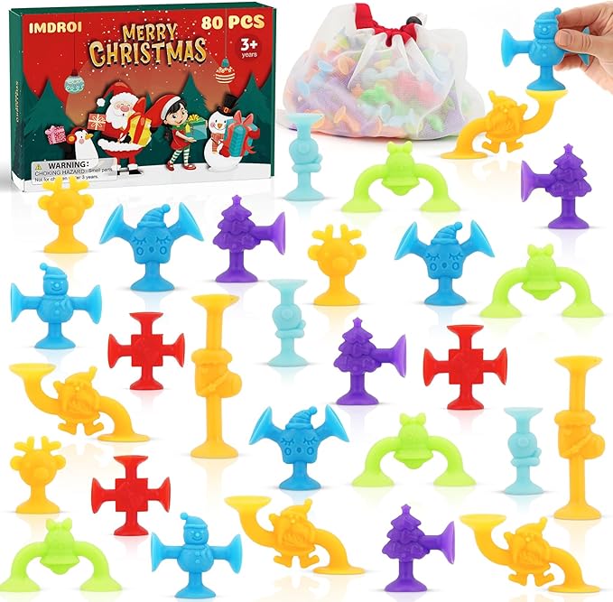 Kids Stocking Stuffers, 80pcs Christmas Sution Cup Toys for Party Favors, Class for Students, Sensory Fidget Toy for Classroom Gifts