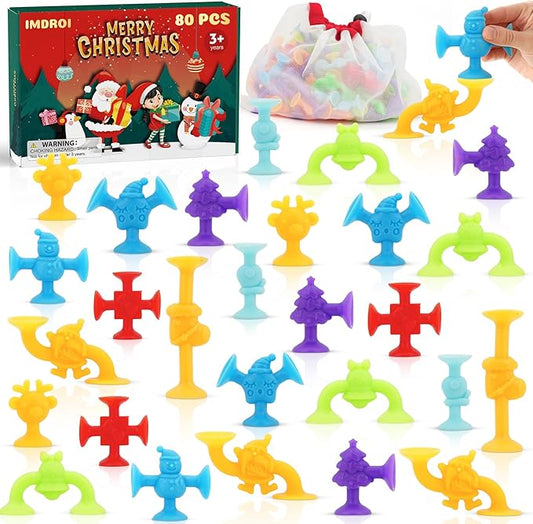 Kids Stocking Stuffers, 80pcs Christmas Sution Cup Toys for Party Favors, Class for Students, Sensory Fidget Toy for Classroom Gifts