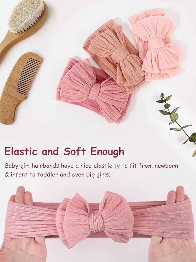 AQOKKA Baby Bows Headbands Nylon Baby Girl Headbands Soft Handmade Hairbands Toddler Hair Accessories for Girls Baby Newborn Infant Kids