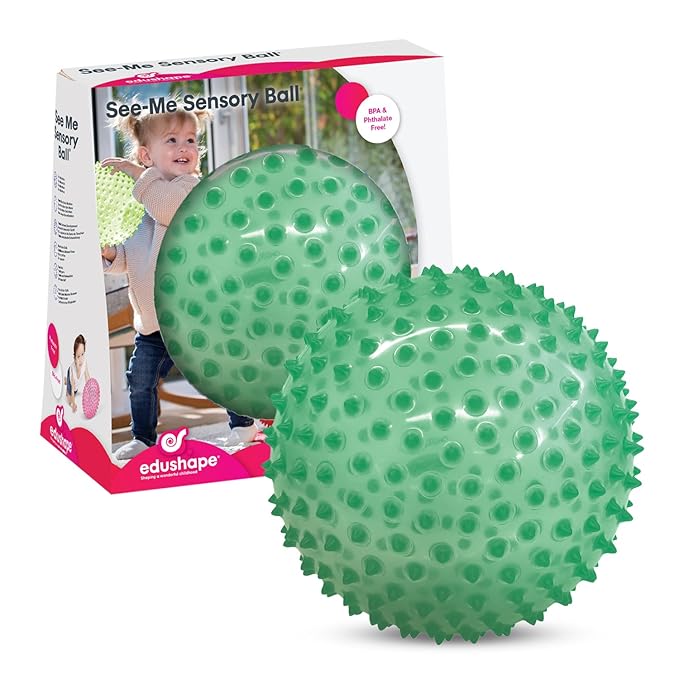 Edushape The Original Sensory Ball for Baby - 7" Transparent Green Color Baby Ball that Helps Enhance Gross Motor Skills for Kids Aged 6 Months & Up - Vibrant, Colorful & Unique Toddler Ball