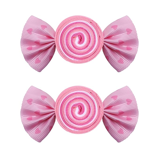 Valentines Heart Hair Clips Pink Candy Hair Barrettes Valentine's Day Ribbon Alligator Clips Sweet Hair Accessories for Girls Toddler