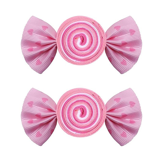 Valentines Heart Hair Clips Pink Candy Hair Barrettes Valentine's Day Ribbon Alligator Clips Sweet Hair Accessories for Girls Toddler