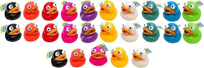 2" Ducky Eye Poppers (25 Pack) Fun Carnival Prize and Party Favor. Bath Tub Toys and Jeep Duck Ducking (25 Pack)