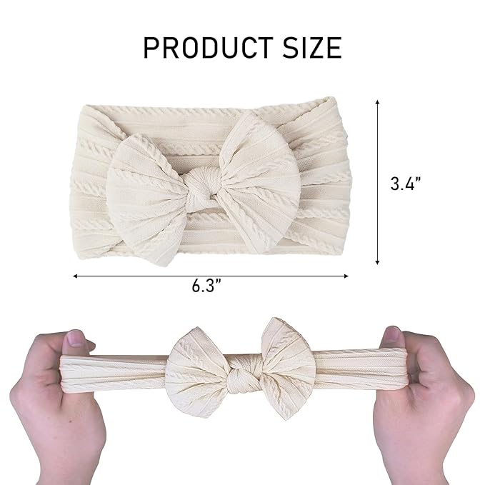 6PCS Baby Headbands, Girls Headbands with Bows, Soft Stretchy Nylon Hair Bands Hair Accessories for Newborn Infant Toddler