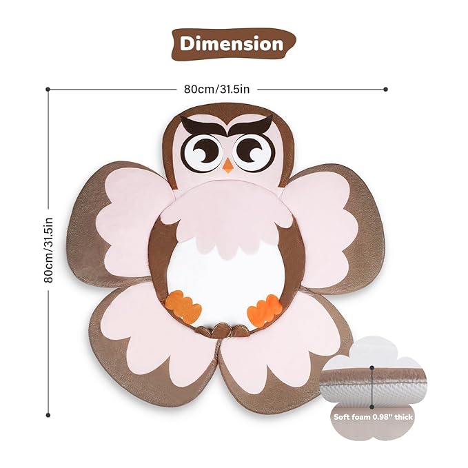 YooxArmor Baby Bath Pad for Infant Bathtub Sink, Non-Slip Flower Bathtub for Infants 0-6 Months, Soft Baby Sink Bath Cushion for Babies Bath Time, Newborns Bath Essentials Must Haves-Owl