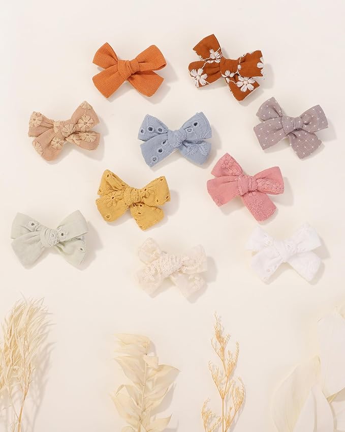 jollybows 20pcs Mini Fully Lined Hair Clips and Bows for Girls, Infants, Toddlers, Kids, and Teens - 2" Tiny Barrettes for Fine Hair