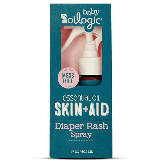 Oilogic Diaper Rash Spray for Babies - Gentle Skin Care for Kids with Essential Oils Soothes & Moisturizes Skin - 100% Kids-Safe Baby Essentials, Mess-Free Application Between Diaper Changes, 1.7 Oz