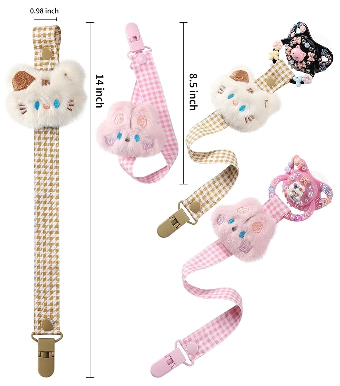 CutiePlusU Adult Pacifier Clip Adult Size Anyard Holder Clips 2 Pack-Animal Paradise 1