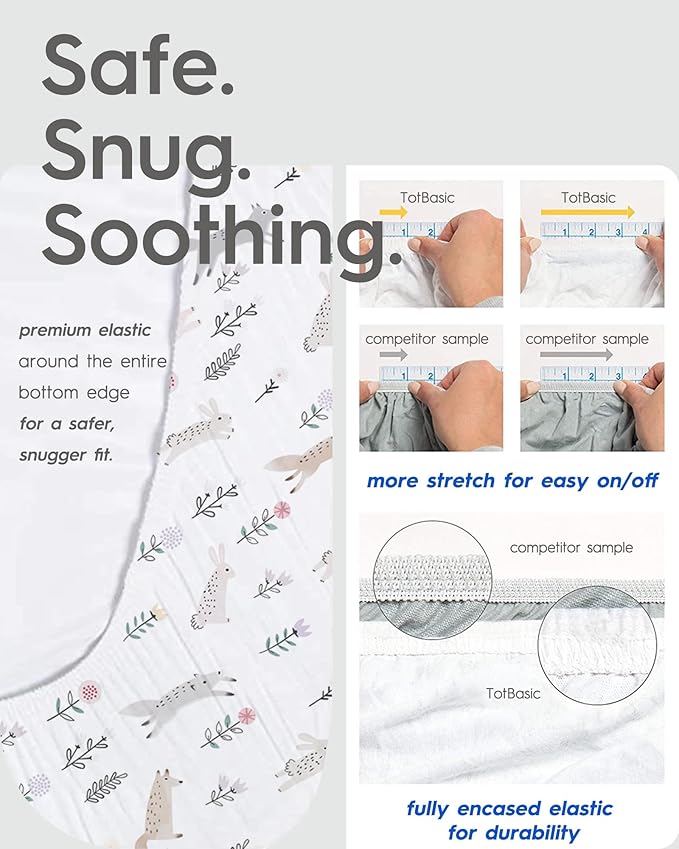 Cloud-Like Soft Pack N Play Sheets - Compatible with Graco, 4moms, Dream On Me, Baby Trend and Other 27 X 39/24 X 38 Inch Playard Mattress Pad, Jersey Knit Cotton, 2 Pack (Planet & Moon)