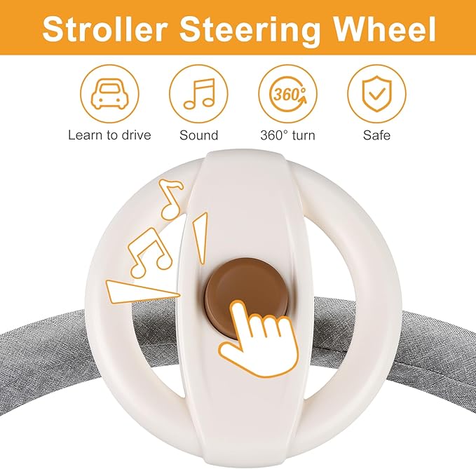 Accmor Stroller Steering Wheel Toy, Simulated Steering Wheel for Stroller Shopping Carts Cart Universal Detachable Pretend Driving Funny Toy Attachment
