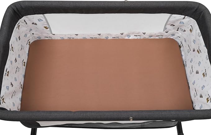 Pack n Play Sheet Stretchy Fitted Portable Mini Crib Sheets Set 2 Pack,Playard Sheets Convertible Playard Mattress Cover,Ultra Soft Jersey Material, Brown & Fox