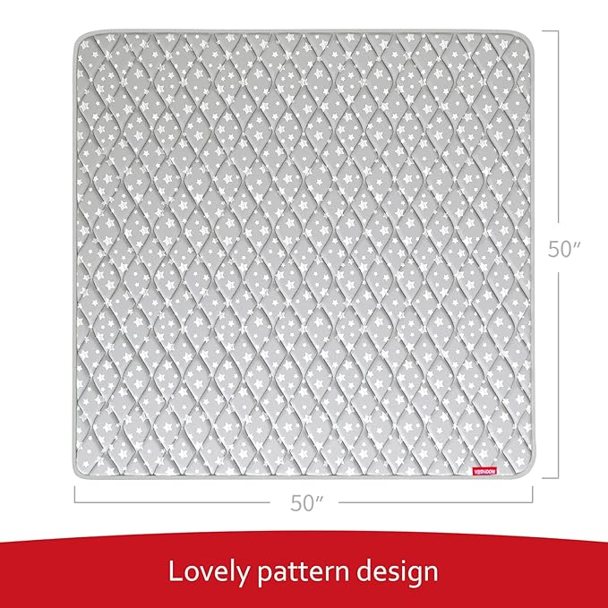 Baby Play Mat 50" X 50" Fit for TODALE Playpen, Non-Slip Baby Playpen Mat for Playing, Grey Star