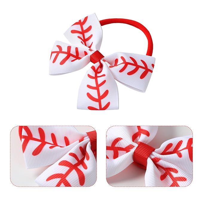 Fancheer Baby Girls Baseball Softball Print Bow Headband Infant Toddler Birthday Party Hair Accessories