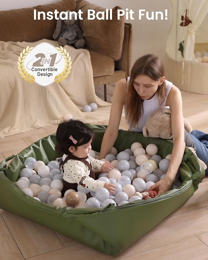 Hikiddy Baby Floor Play Mat : 2-in-1 Padded Foam Play Mat for Playpen & Ball Pit for Infants and Toddlers