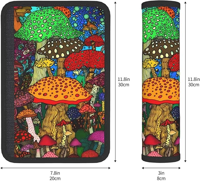 Cartoon Forest Mushroom Print Seatbelt Pads Fits Cars Trucks SUV Sedans Sweat Absorption Car Seatbelt Strap Cover, Auto Interior Accessories Protector