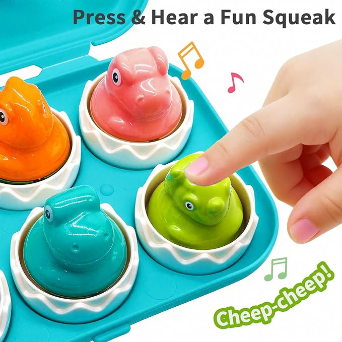 WEEJOYGAM Dinosaur Easter Eggs Toys for Toddlers 1-3, Dino Matching Eggs Easter Basket Stuffers, Montessori Toys for 1 2 3 Year Old Toddler Baby Boy Girl Birthday Easter Gifts Fine Motor Skill Puzzles
