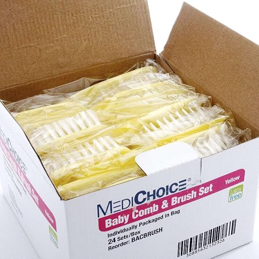 MediChoice Brush and Comb Sets, Baby, Extra Soft Bristle, Plastic (Box of 24)