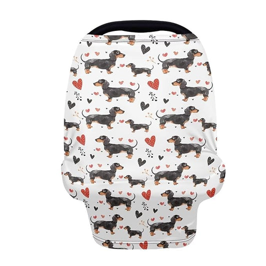 GIFTPUZZ Dachshund Nursing Cover Carseat Canopy, Baby Breastfeeding Cover, Shopping Cart Cover for Babies, Multi Use Nursing Scarf, Infant Stroller Cover, Girls Shower Gifts