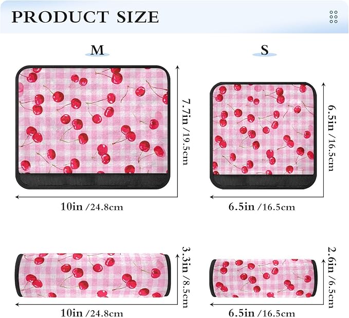 2 Pack Seatbelt Covers Seat Belt Cover Pad for Adults Boys Girls Car Seat Strap Covers Pads Cushion Universal Shoulder Strap Pad Protector for Backpack Camera Bag 6.5 Inch Pink Juicy Checkered Cherry