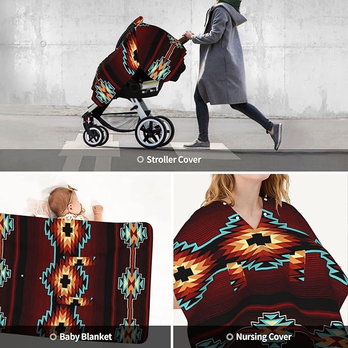 Aztec Tribal Baby Car Seat Canopy Cover Multi Use Nursing Cover for Newborn Car Seat Canopy Mom Nursing Breastfeeding Covers Newborn Shower Gift