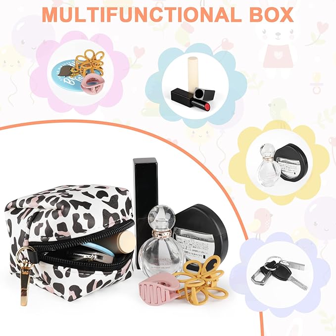 Accmor Baby Pacifier Case with Clip, Baby Pacifier Holder Pouch Box for Diaper Bag, Holds 2 Pacifiers for Travel Outdoor Activities, Small Baby Utensils,Black Leopard