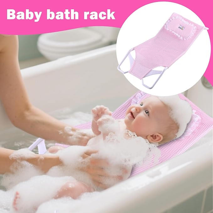 Bathroom Shower Support Seat Pad 58x28x4.2 Cm Baby Bath Support Net PP and Mesh Adjustable Antiskid Bathing Net Cushion Comfortable Soft Cushion for 0-6 Months Old Toddler Girls