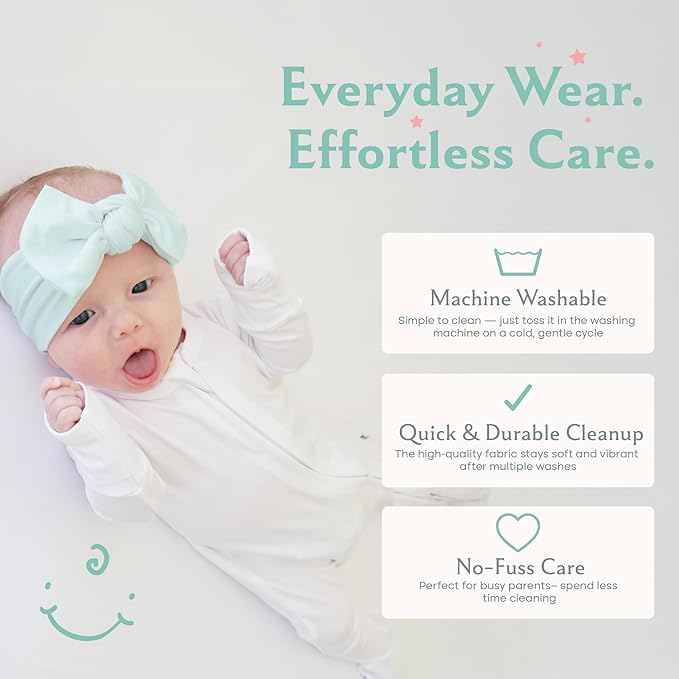 Caden Lane Baby Headwrap with Knotted Bow, Soft & Stretchy Bamboo Viscose, Comfortable Infant Hairband for Newborn & Toddler Girls, Ideal Gift for Baby Shower & Milestone Celebration, Lily Pad Green