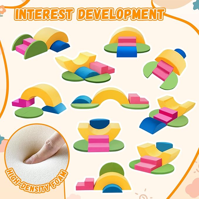 Edbuosy Soft Climbing Toys for Toddlers, 5pcs Baby Foam Climbing Block Set Indoor, Play Gym Climbing Toys Climber, Soft Play Foam Blocks Set for Toddlers, Kids & Infant, Colorful