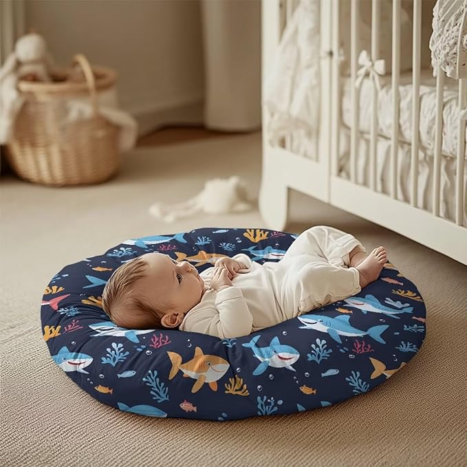 Newborn Lounger Cover, Breathable Newborn Lounger Pillow Cover Soft Lounger Cover for Boys Girls Removable Infant Nest Pillow Slipcover Infant Lounger Cover Shark Design