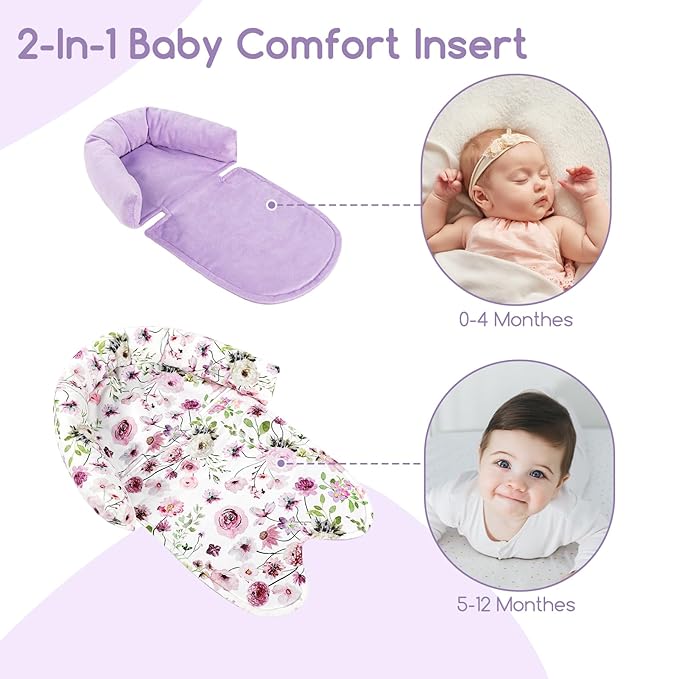 GFU Baby Car Seat Head Support for Newborn, 2 in 1 Infant Car Seat Head Body Support with Strap Pads & Baby Car Seat Cover Winter, Windproof Carseat Covers for Newborn with 2 Layers Window