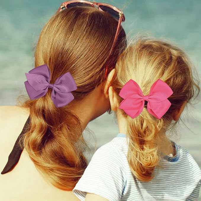 XIMA 30Pcs Grosgrain Ribbon Hair Bows for Girls,Solid Color Alligator Hair Clips,Cute Hair Accessories Set for Toddlers Kids Baby Girls,Hair Barrettes for Daily Wear,School,Party, Birthday Gift