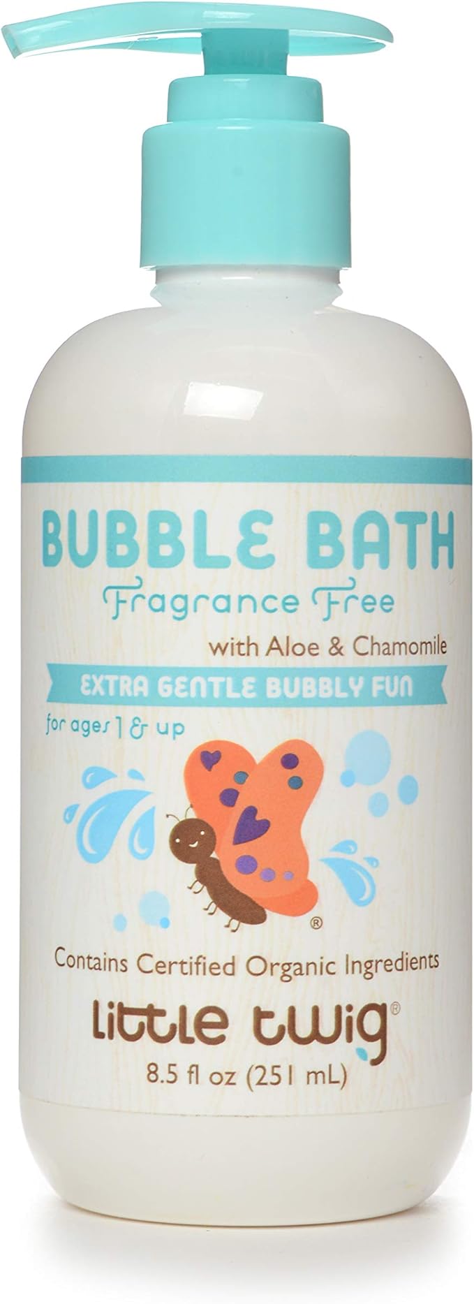 Little Twig Bubble Bath, Natural Plant Derived Formula, Fragrance Free, 8.5 fl oz.