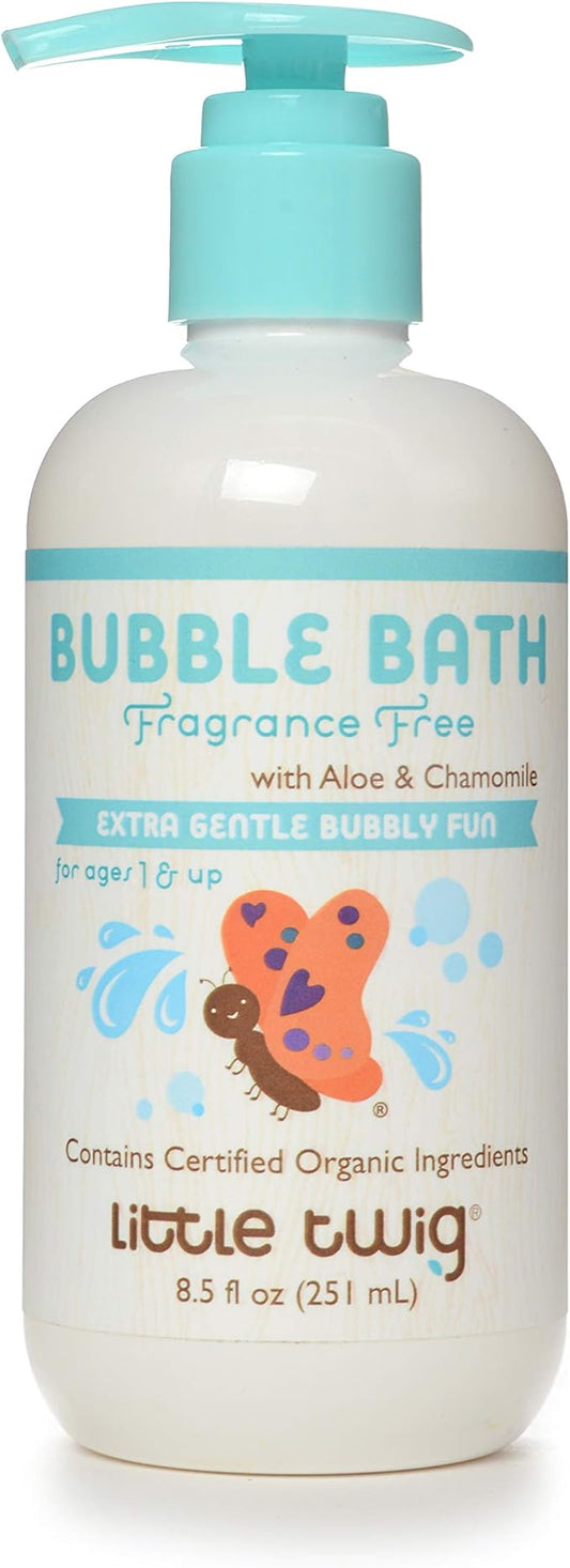 Little Twig Bubble Bath, Natural Plant Derived Formula, Fragrance Free, 8.5 fl oz.