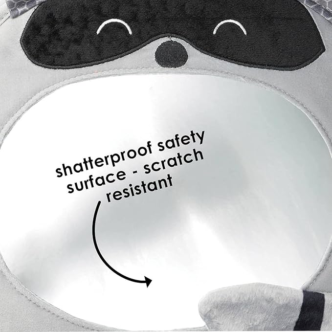 Diono Easy View Racoon Character Baby Car Mirror, Safety Car Seat Mirror for Rear Facing Infant, Fully Adjustable, Wide Crystal Clear View, Shatterproof, Crash Tested (Pack of 2)