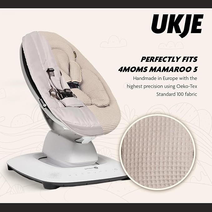 Ukje Swing Insert Rocker Cover Compatible with 4moms mamaRoo 4 and 5 and Rockaroo, Accessories with Reversible Design, Easy to Install, Handmade in Europe - Taupe