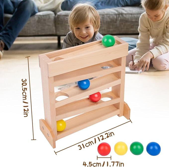 Montessori Ball Drop Toy for 2 3 Year Old, Wooden Ball Drop Toy Wooden Ball Tower for Toddlers, Pound a Ball for Toddlers Early Childhood Education Visual Tracking for Boys Girls Gift