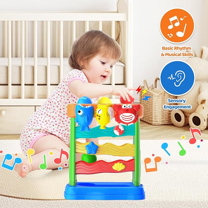 YEGEER Toys for 1 2 Years Old Boys Girls, Musical Toys for 12-18 Months, Interactive Toddler, Montessori Toys, Christmas Birthday Gifts for Baby Kids Toddlers Age 1-2 Years Old (Multicolored)
