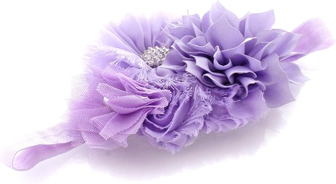 My Lello Shabby Fabric Flower Cluster Headbands Baby - Girls - Toddler Stretchy Elastic
