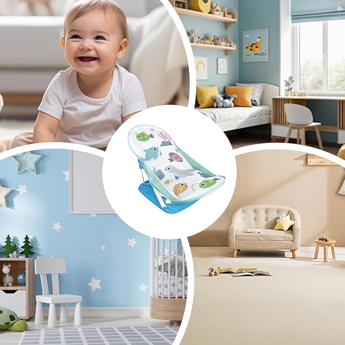 Foldable Toddler Bather - Bathtub Foldable Toddler Bath Bather Seat | Foldable Baby Bather with Bath Stand | Toddler Folding Shower Rack for Bathtub Counter Sink Bathroom