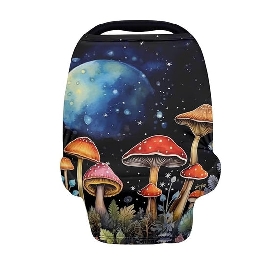 Youngerbaby Mushroom Print Nursing Cover Carseat Canopy Car Seat Covers for Babies Mom Breastfeeding Scarf Infant Multi Use Cover for Baby Stroller Shopping Cart Feeding High Chair