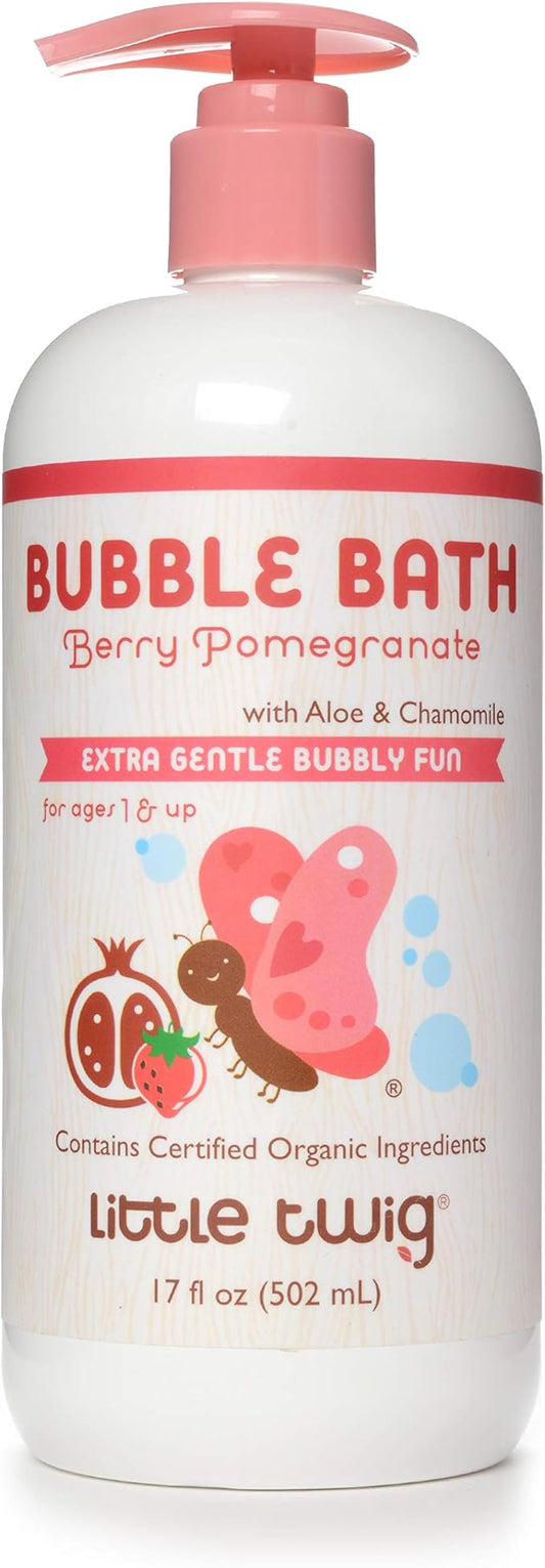Little Twig Bubble Bath, Baby Bath Essential with Natural Plant Derived Formula, Vegan, Gluten-Free, Paraben-Free, Berry Pomegranate Scent, 17 fl. oz.