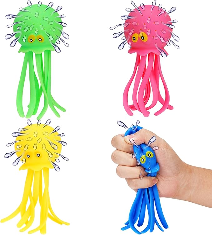 4 Pcs Octopus Water Balls Bath Toy, Sensory Stress Relief Floating Pool Beach Bathtub Toy Reusable Water Bomb Splash Balls, Easter and Christmas Goodie Bag Fillers for Baby Toddler Kids