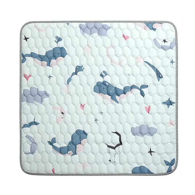 ENVTEK Baby Play Mat for Floor Playpen - 50" X 50" Playpen Mat,Thick One-Piece Crawling, Odorless Floor Mat, Non-Slip Cushioned Baby Playmat for Infants,Babies,Toddlers. Foldable and Machine Washable
