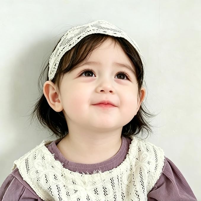 Baby Girls Hairband Soft White Bow Lace Headband Elastic Floral Hairbands Hair Accessory for Newborn Infant Toddler