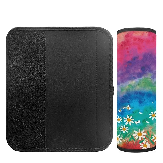 AFPANQZ Pretty Daisy Floral Car Seat Belt Covers Pads Set of 2 Piece Strap Shoulder Cushion Car Accessories Safety Seatbelt Cushion Pillow Universal Fit Bag Straps Pads for Kids Boys Girls Colorful