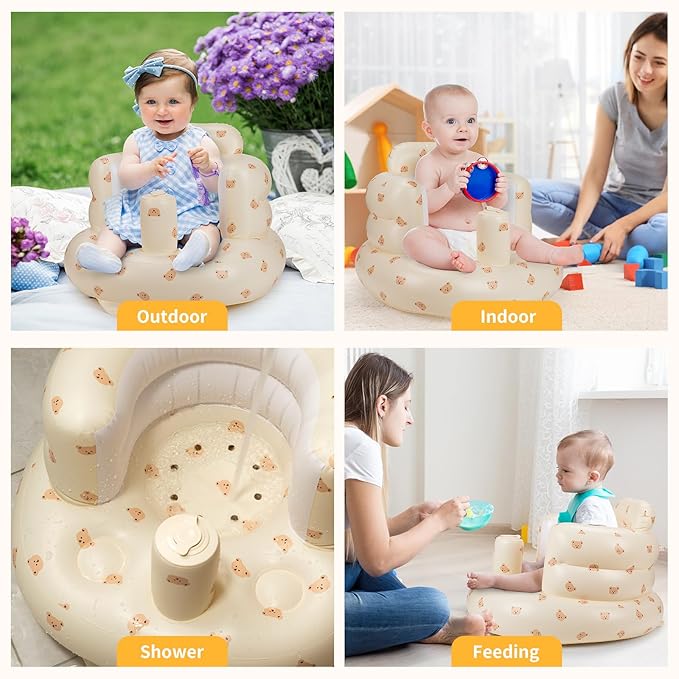 Inflatable Baby Seat - Blow Up Baby Chair Seats for Infants for Sitting Up 3 Months and Up, Inflatable Portable Sit Up Chair for Home, Floor, Travel