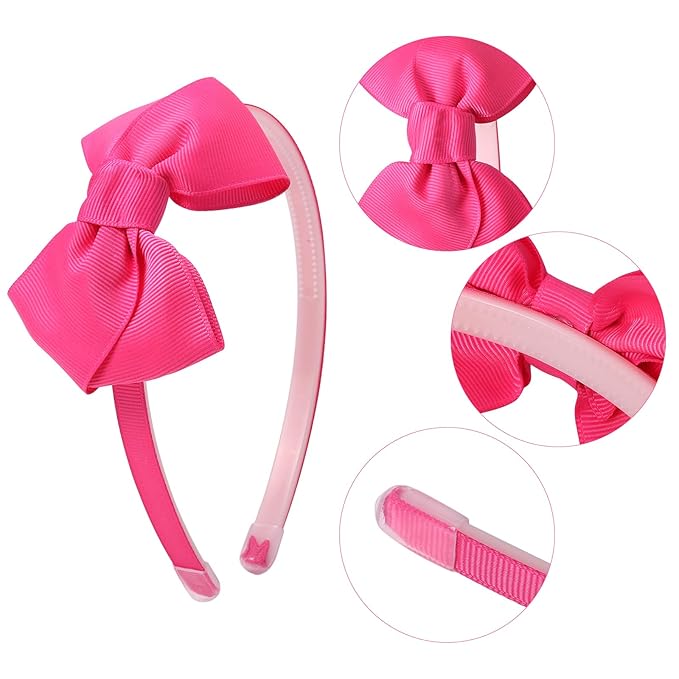 Grosgrain Ribbon Headbands with Bows for Toddler Girls and Babies, Includes Hair Hoops (20Pcs Hair Accessories)