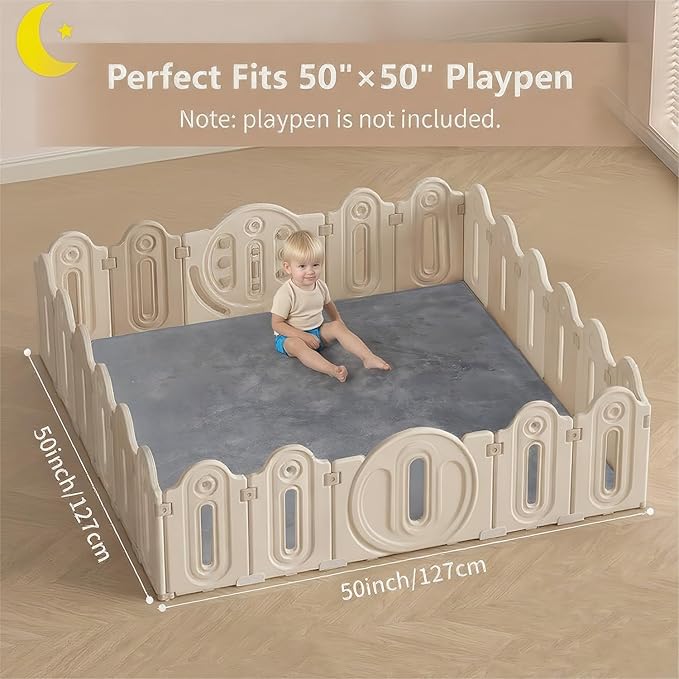 Thick Padded Baby Floor Play Mat 1.2" Cushioned Velvet Surface Non Slip Bottom High Density Foam Safe and Soft Floor Mat for Infants Toddlers and Playpen Use (Gray, 71X 59)