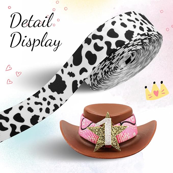 YanJie 3.5’’ Birthday Hair Bow for 1 Year Old Cowgirl Hat Bow Headbands for Girls Newborn Hair Accessories Rodeo Outfit for Girl Birthday Gifts