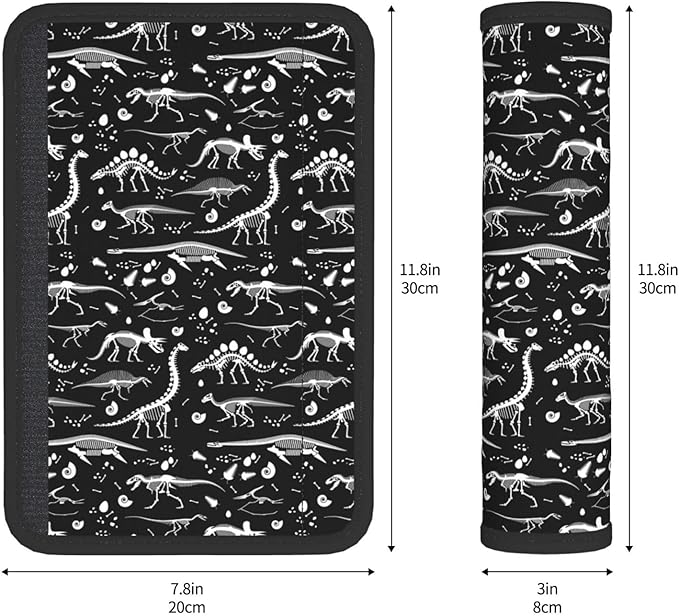 Black White Dinosaur Skeleton Seat Belt Cover Fits Cars Trucks SUV Sedans Air Permeability Car Seatbelt Strap Cover, Auto Interior Accessories Protector